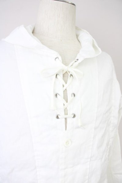 画像4: TORNADO MART / レースアップ麻シャツパーカー L ホワイト T-24-09-11-030-TO-to-YM-ZT075 (4)