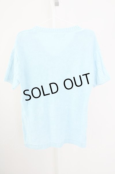 画像2: BUFFALO BOBS / バイオ加工ケーブル柄ニットTシャツ 2 ブルー T-24-09-13-019-BU-ts-YM-ZT165 (2)