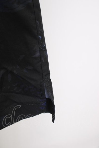 画像5: NO ID. BLACK / 花柄ショートカラーBIGシャツ 2 ブラックｘブルー T-24-09-13-023-NO-sh-YM-ZT165 (5)