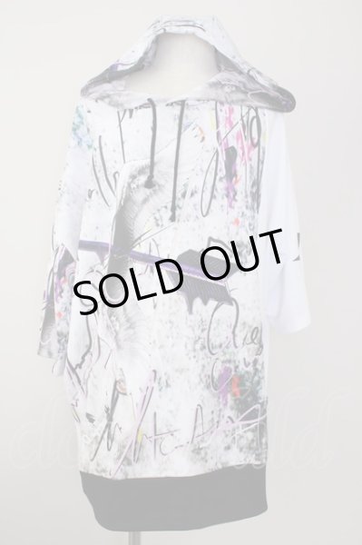 画像1: KMK(KINGLY MASK) / 切り替えBIG　半袖パーカー  ホワイト T-24-09-13-030-KM-to-YM-ZT (1)