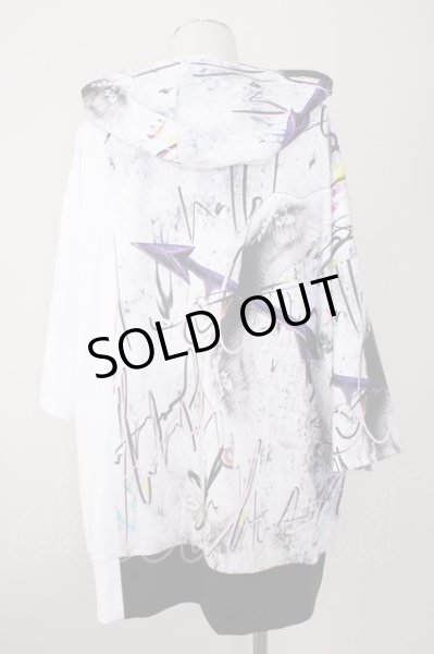 画像2: KMK(KINGLY MASK) / 切り替えBIG　半袖パーカー  ホワイト T-24-09-13-030-KM-to-YM-ZT (2)