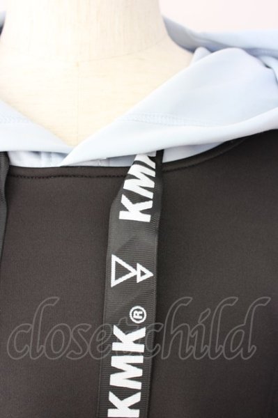 画像4: KMK(KINGLY MASK) / フード切り替え半袖BIGパーカー  ブラックｘブルー T-24-09-13-032-KM-to-YM-ZT165 (4)