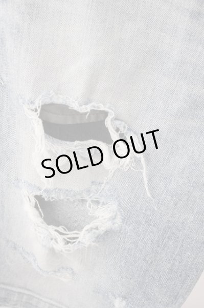 画像4: FUGA / Maleficium クラッシュ加工デニムショートパンツ 44 ライトブルー T-24-09-13-039-FU-pa-YM-ZT (4)