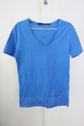 【WINTERセール】NO ID. / Tシャツ.Vネック 1 ブルー T-24-09-13-016-NO-ts-IG-ZT165