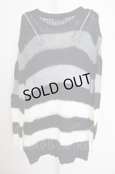 画像2: CIVARIZE / ショルダーZIPボーダーニット F ブラックｘホワイト T-24-09-26-003-CI-to-YM-ZT419 (2)