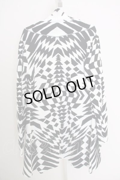 画像2: CIVARIZE / Mirror ジオメトリックニットガウンカーディガン 46 ブラックｘホワイト T-24-09-26-006-CI-to-YM-ZT359 (2)