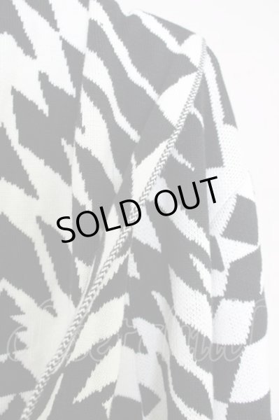 画像4: CIVARIZE / Mirror ジオメトリックニットガウンカーディガン 46 ブラックｘホワイト T-24-09-26-006-CI-to-YM-ZT359 (4)