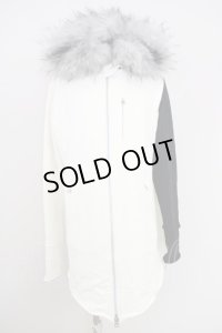 【WINTERセール】CIVARIZE / ファー付きヘビーウェイトハイネックパーカー 44 ホワイトｘブラック T-24-09-26-008-CI-ou-YM-ZT-M130