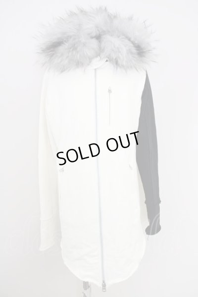 画像1: 【WINTERセール】CIVARIZE / ファー付きヘビーウェイトハイネックパーカー 44 ホワイトｘブラック T-24-09-26-008-CI-ou-YM-ZT-M130