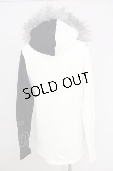 画像2: CIVARIZE / ファー付きヘビーウェイトハイネックパーカー 44 ホワイトｘブラック T-24-09-26-008-CI-ou-YM-ZT-M130 (2)