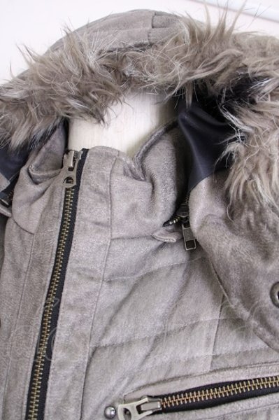 画像4: TORNADO MART / マイクロスエード（ダウン）ジャケット L グレー T-24-10-08-012-TO-ou-YM-ZT-M001 (4)