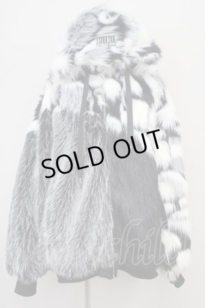 画像1: BACKSTAGE PASS / WOO(ウー)ビッグシルエットファーブルゾン 3-4 ブラックｘホワイト T-24-10-16-018-BA-ou-YM-ZT-M130 (1)