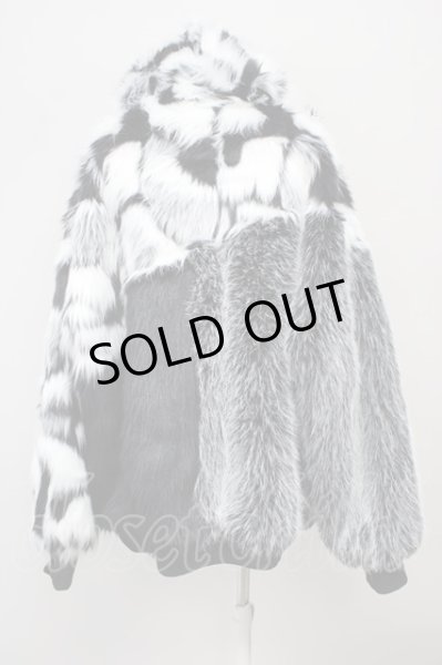 画像2: BACKSTAGE PASS / WOO(ウー)ビッグシルエットファーブルゾン 3-4 ブラックｘホワイト T-24-10-16-018-BA-ou-YM-ZT-M130 (2)