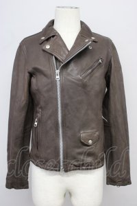 【WINTERセール】Black by VANQUISH / ジャケット.ベジタブルシープレザーダブルライダース S ブラウン T-24-10-16-020-Bl-ja-YM-ZT-ML020