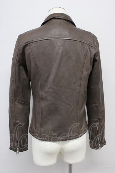 画像2: Black by VANQUISH / ジャケット.ベジタブルシープレザーダブルライダース S ブラウン T-24-10-16-020-Bl-ja-YM-ZT-ML020 (2)