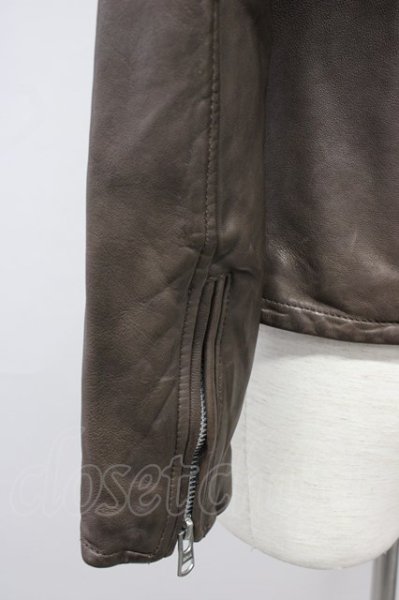 画像3: Black by VANQUISH / ジャケット.ベジタブルシープレザーダブルライダース S ブラウン T-24-10-16-020-Bl-ja-YM-ZT-ML020 (3)