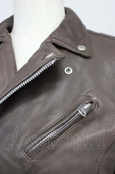 画像4: Black by VANQUISH / ジャケット.ベジタブルシープレザーダブルライダース S ブラウン T-24-10-16-020-Bl-ja-YM-ZT-ML020 (4)