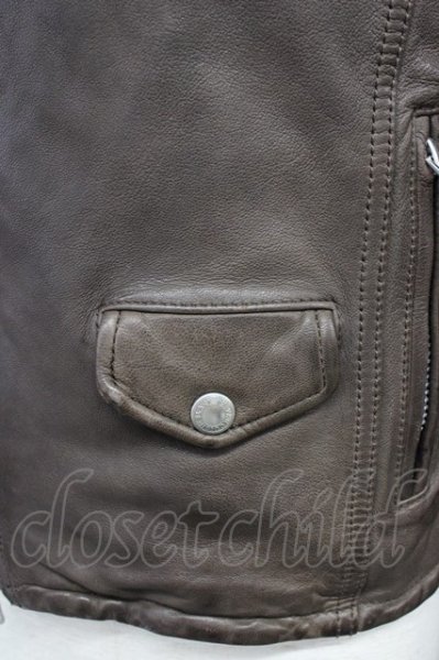 画像5: Black by VANQUISH / ジャケット.ベジタブルシープレザーダブルライダース S ブラウン T-24-10-16-020-Bl-ja-YM-ZT-ML020 (5)