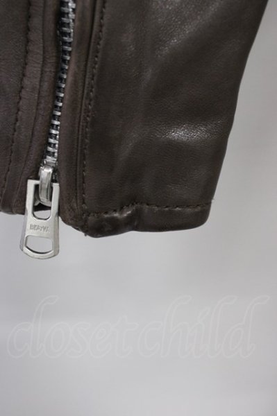 画像11: Black by VANQUISH / ジャケット.ベジタブルシープレザーダブルライダース S ブラウン T-24-10-16-020-Bl-ja-YM-ZT-ML020 (11)