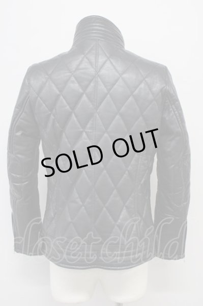 画像2: VANQUISH / JKT?ゴートレザーダイヤキルトスタンドカラーブルゾン M 黒 T-24-10-16-021-VA-ja-YM-ZT (2)