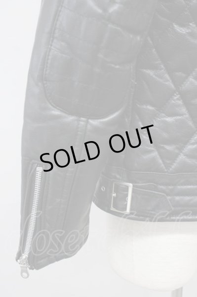 画像3: VANQUISH / JKT?ゴートレザーダイヤキルトスタンドカラーブルゾン M 黒 T-24-10-16-021-VA-ja-YM-ZT (3)