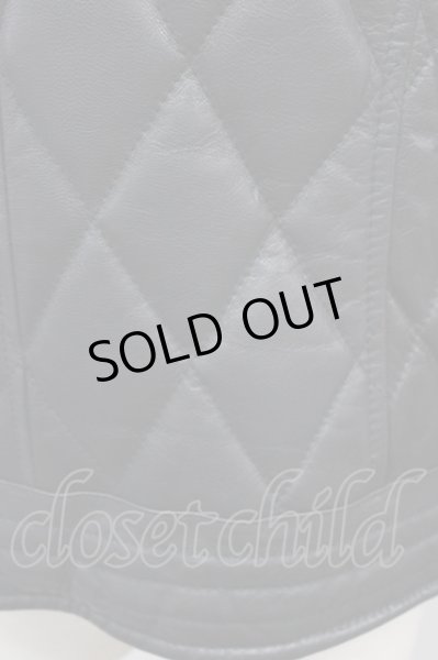 画像10: VANQUISH / JKT?ゴートレザーダイヤキルトスタンドカラーブルゾン M 黒 T-24-10-16-021-VA-ja-YM-ZT (10)