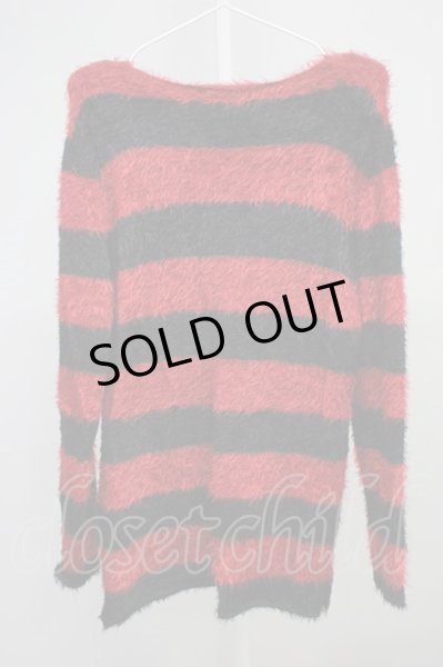 画像2: CIVARIZE / Selfish フェザーヤーンプルオーバーニットソー 44 レッドｘブラック T-24-10-16-005-CI-to-YM-ZT093 (2)