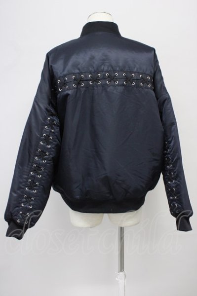 画像2: CIVARIZE / レースアップビッグシルエットMA-1ジャケット 44 ブラック T-24-10-16-013-CI-ou-YM-ZY (2)