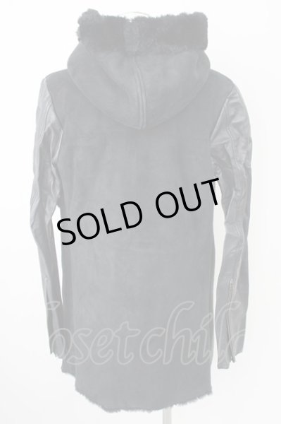 画像2: 14th Addiction / シープスキンムートンコンビロングコート 1 ブラック T-24-10-21-012-14-ou-YM-ZT (2)