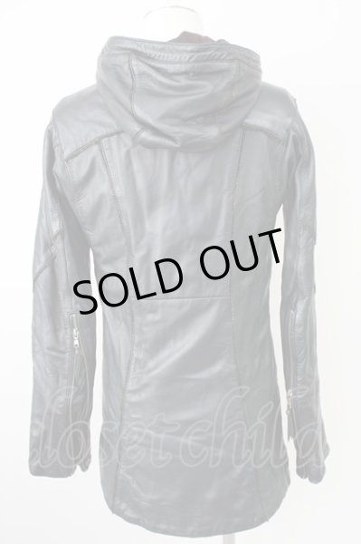 画像2: 14th Addiction / ボンディングレザーパーカー 2 ブラック T-24-10-21-013-14-ou-YM-ZT (2)