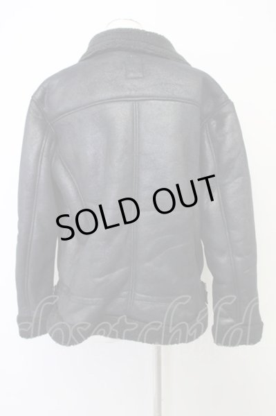 画像2: LEGENDA / フェイクムートンダブルライダースジャケット M ブラック T-24-10-23-006-LE-ou-YM-ZT-M115 (2)