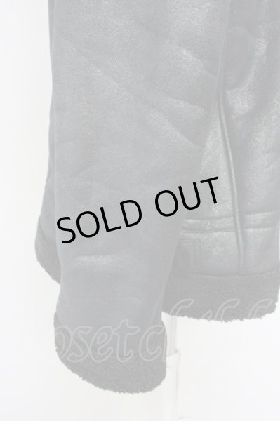 画像3: LEGENDA / フェイクムートンダブルライダースジャケット M ブラック T-24-10-23-006-LE-ou-YM-ZT-M115 (3)