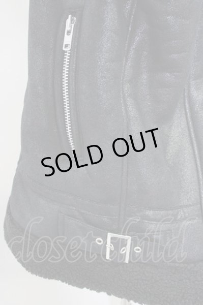 画像4: LEGENDA / フェイクムートンダブルライダースジャケット M ブラック T-24-10-23-006-LE-ou-YM-ZT-M115 (4)