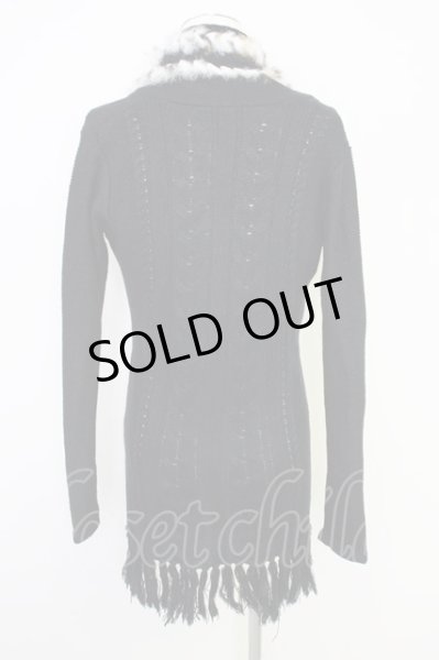 画像2: CIVARIZE / Crowケーブル編みラビットファーZIPガウンカーディガン 44 ブラック T-24-10-28-004-CI-to-YM-ZT088 (2)