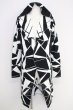 画像1: CIVARIZE / Reversal ジオメトリック総柄フード付きニットカーディガン 44 ホワイトxブラック T-24-10-28-006-CI-ou-YM-ZT088 (1)