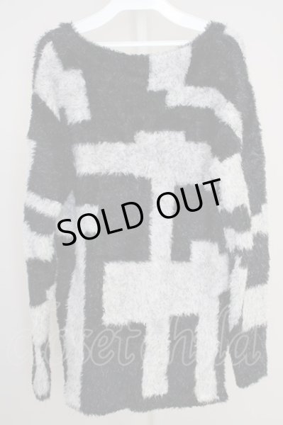 画像2: CIVARIZE / Lead フェザーヤーンダブルジャガード総柄 44 ブラックｘホワイト T-24-10-28-001-CI-to-YM-ZT (2)