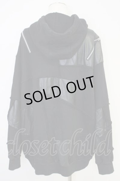 画像2: CIVARIZE / ショルダージップPUレザーパッチワークプルオーバー F ブラック T-24-10-28-010-CI-to-YM-ZT (2)