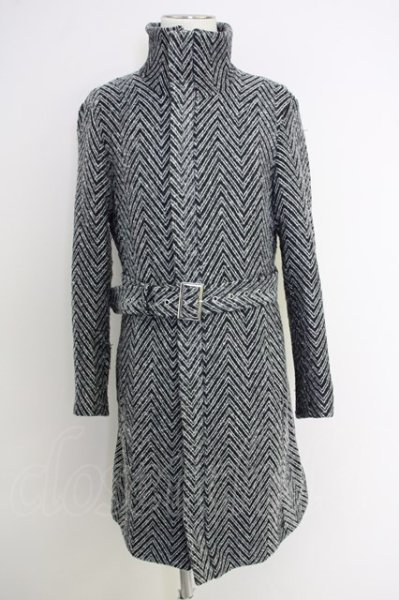 画像1: JOHNNY WOLF / SCALA(スカラ)スタンドカラーシングルトレンチコート 1-2 ブラックｘホワイト T-24-10-29-012-JO-ou-YM-ZT-M106 (1)