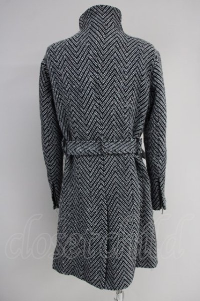 画像2: JOHNNY WOLF / SCALA(スカラ)スタンドカラーシングルトレンチコート 1-2 ブラックｘホワイト T-24-10-29-012-JO-ou-YM-ZT-M106 (2)