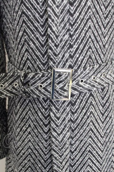 画像4: JOHNNY WOLF / SCALA(スカラ)スタンドカラーシングルトレンチコート 1-2 ブラックｘホワイト T-24-10-29-012-JO-ou-YM-ZT-M106 (4)