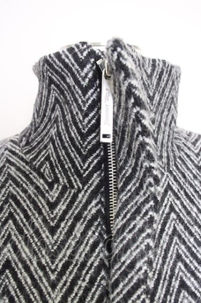 画像5: JOHNNY WOLF / SCALA(スカラ)スタンドカラーシングルトレンチコート 1-2 ブラックｘホワイト T-24-10-29-012-JO-ou-YM-ZT-M106 (5)