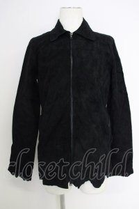 wjk / 裁ち切りカウスウェードレザーシャツ M ブラック T-24-10-29-014-wj-ja-YM-ZT-ML013