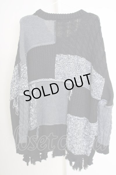 画像2: CIVARIZE / パッチワーク風ビッグプルオーバーニット F ブラック T-24-10-29-005-CI-to-YM-ZT (2)