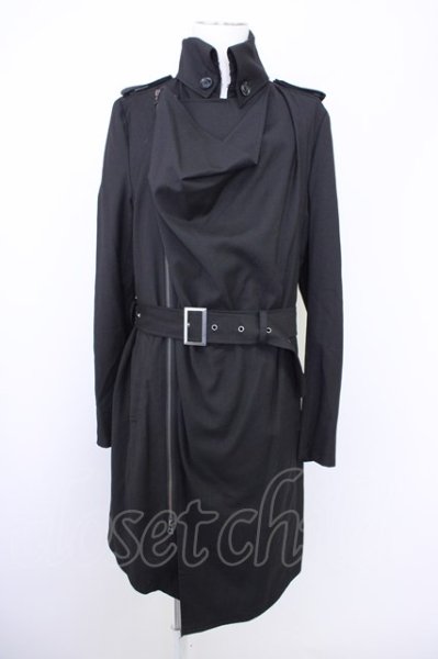 画像1: CIVARIZE / 二重襟ドレープロングコート 46 ブラック T-24-11-08-013-CI-ou-YM-ZT-M002 (1)