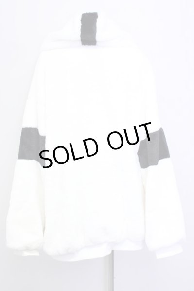 画像2: Wrouge / ライン切替ベルボアジャケット  ホワイト×ブラック T-24-11-26-004-Wr-to-IG-ZT (2)