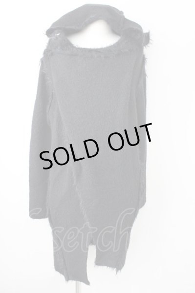 画像1: CIVARIZE / 接結フード付き変形ニットロングパーカー 44 ブラック T-24-12-03-001-CI-ja-YM-ZT378 (1)