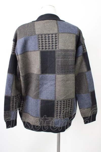 画像2: CAMBIO / パッチワーク風ニットブルゾン L オリーブ T-24-12-03-003-CA-ja-YM-ZT-M110 (2)