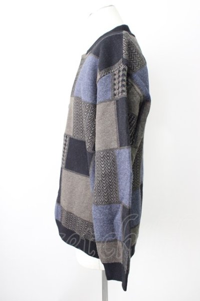 画像3: CAMBIO / パッチワーク風ニットブルゾン L オリーブ T-24-12-03-003-CA-ja-YM-ZT-M110 (3)