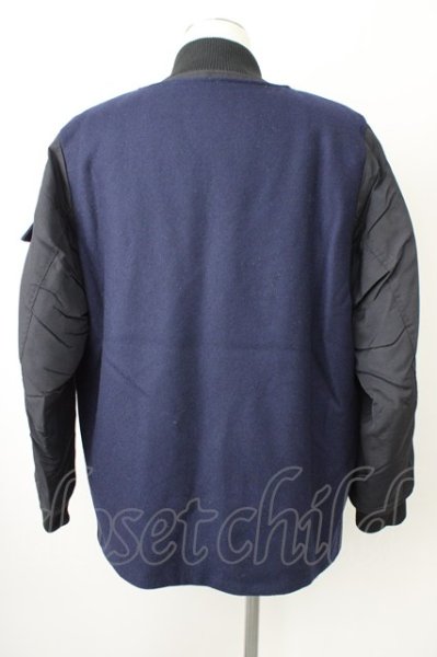 画像2: NO ID. / ナイロン切替メルトンボンバージャケット 2 ブラックｘネイビー T-24-12-03-004-NO-ou-YM-ZT-M110 (2)