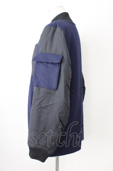 画像3: NO ID. / ナイロン切替メルトンボンバージャケット 2 ブラックｘネイビー T-24-12-03-004-NO-ou-YM-ZT-M110 (3)